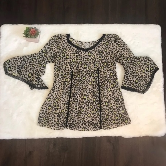 Disney Tops - 🌻 3/$20 Disney Neon Leopard Print Sheer Blouse